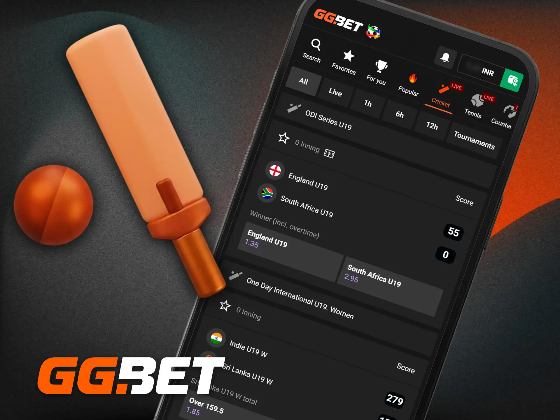 Access competitive odds on major matches in the dedicated cricket section on the GGBet app.