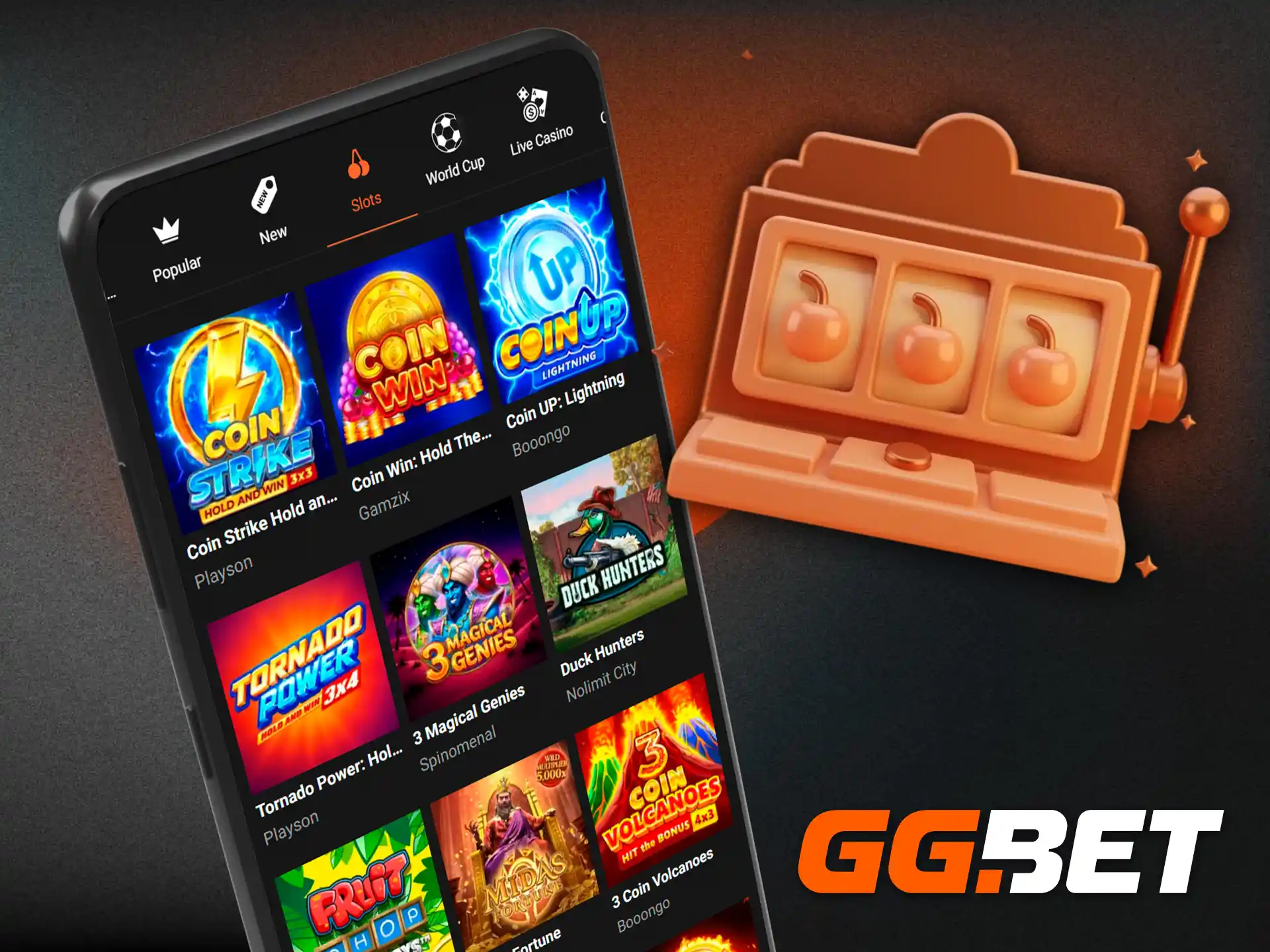 Spin the reels on hundreds of mobile-optimized slots inside the GGBet application.