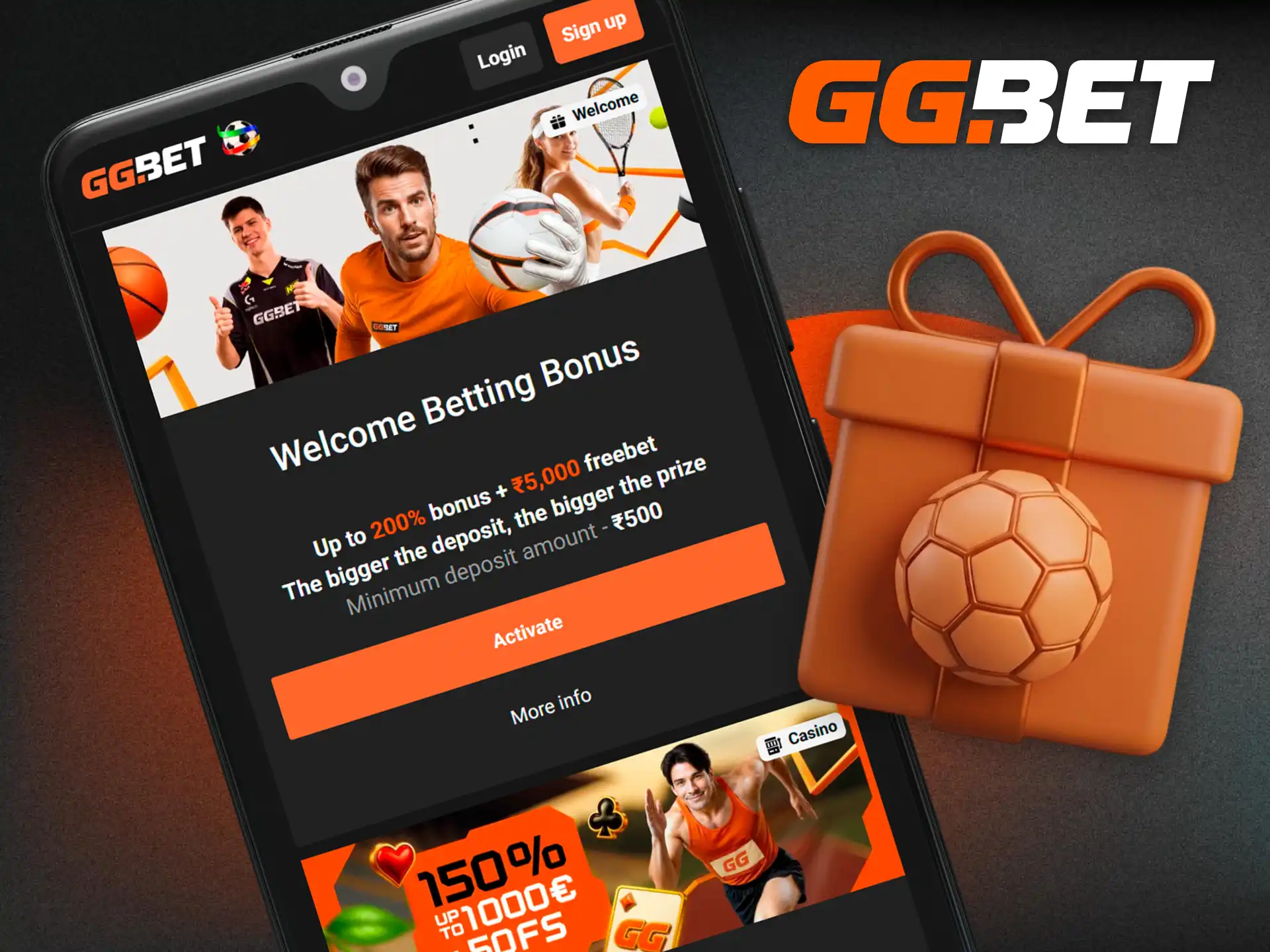 Activate your sports welcome bonus when signing up through the official mobile platform.