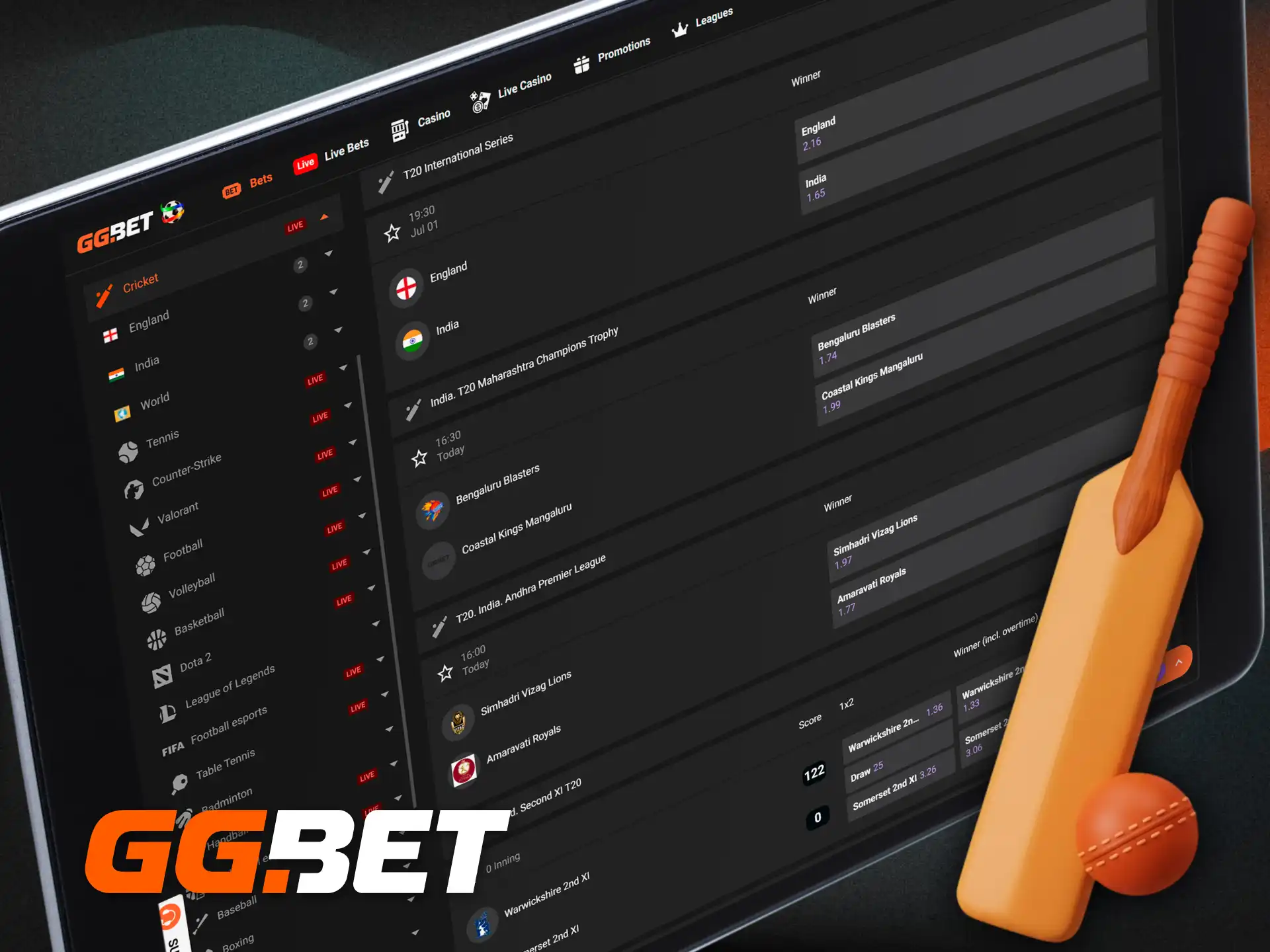Enjoy the best odds in the cricket betting section on GGBet.