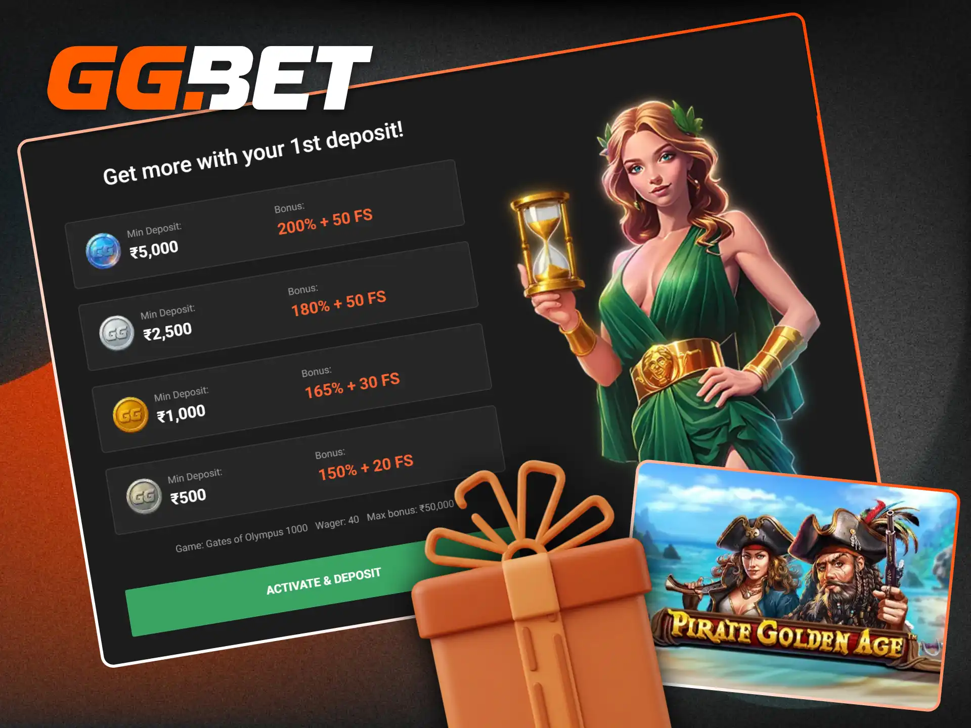 Activate your exciting fearless pirate bonus to play top GGBet casino games.