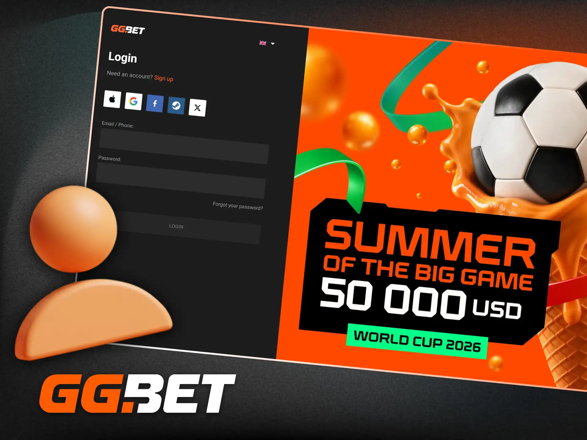 Log in to your personal GGBet website account to start betting immediately.