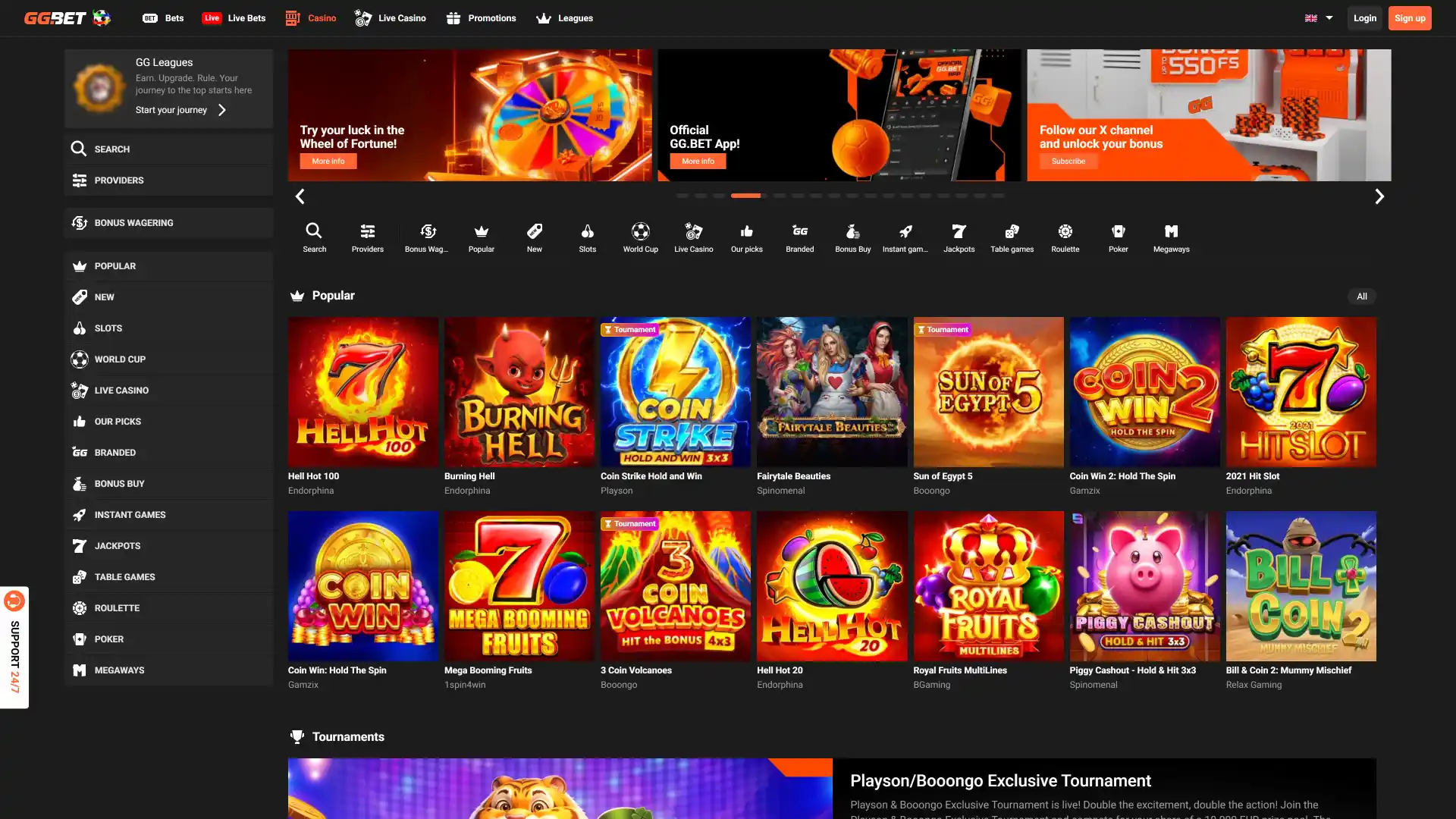 Check the live casino game catalog on the modern GGBet official website.