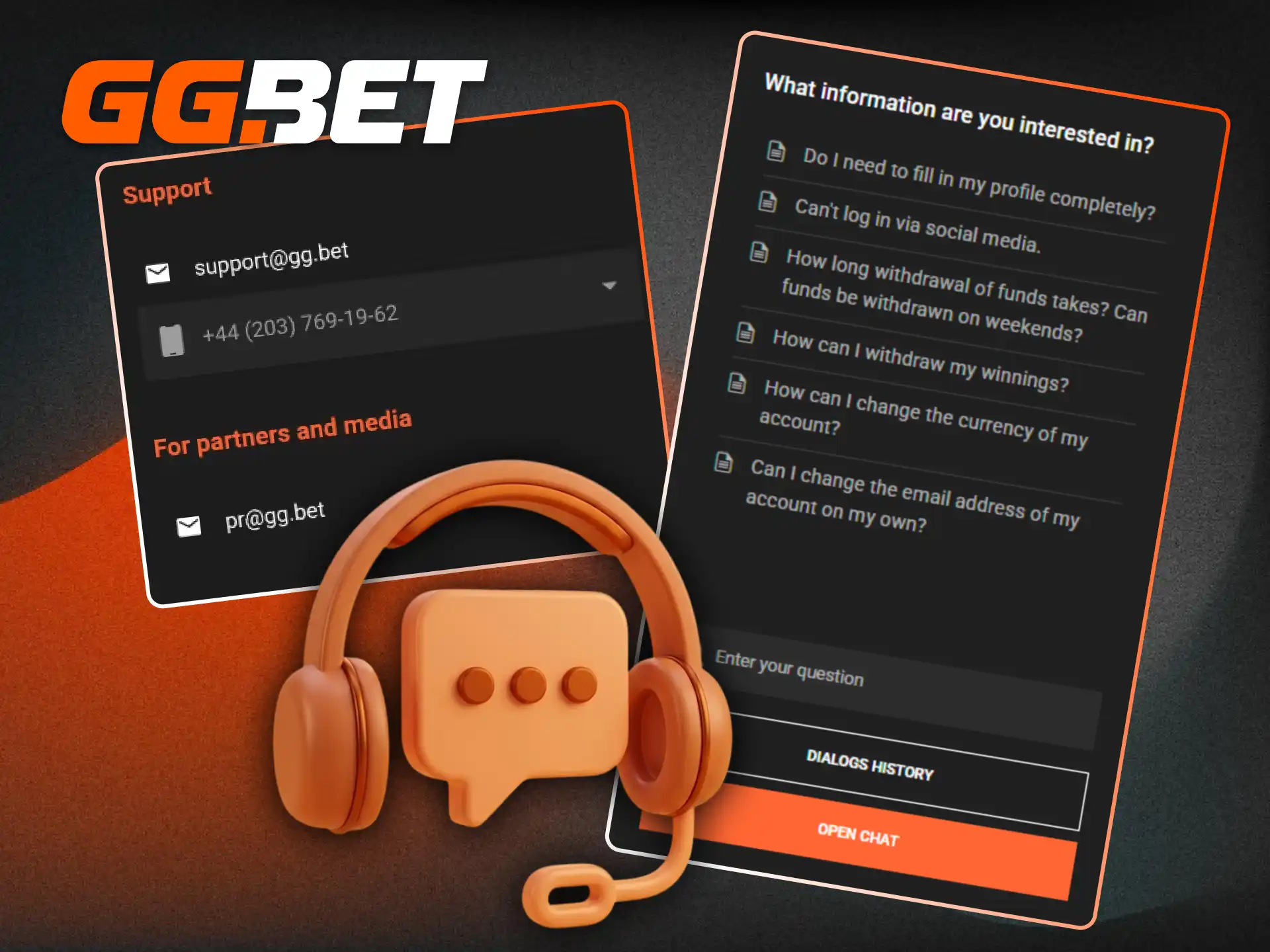 Reach out via GGBet contacts and customer support for 24/7 technical assistance.