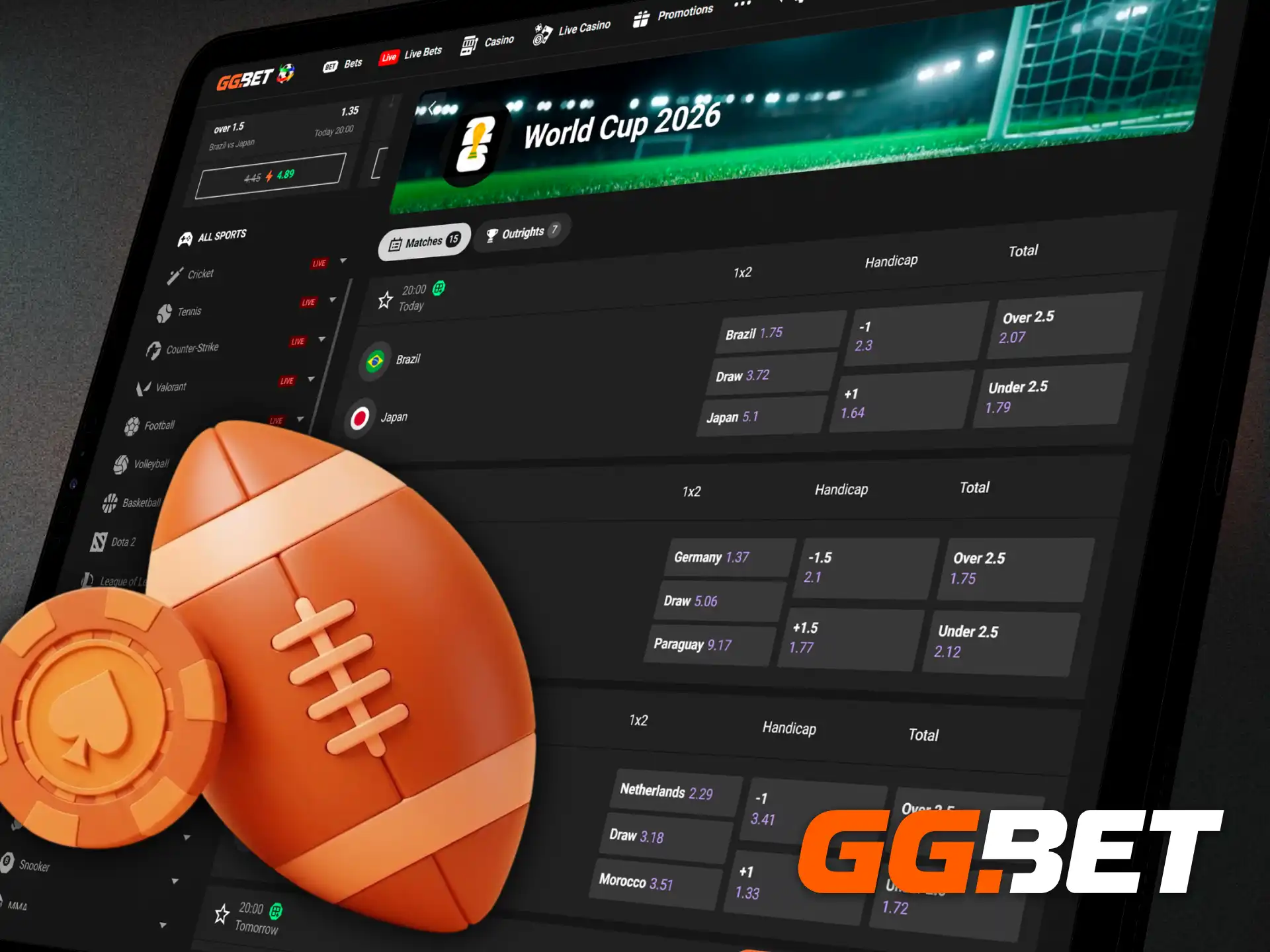 Discover the main types of bets available on the GGBet betting site.