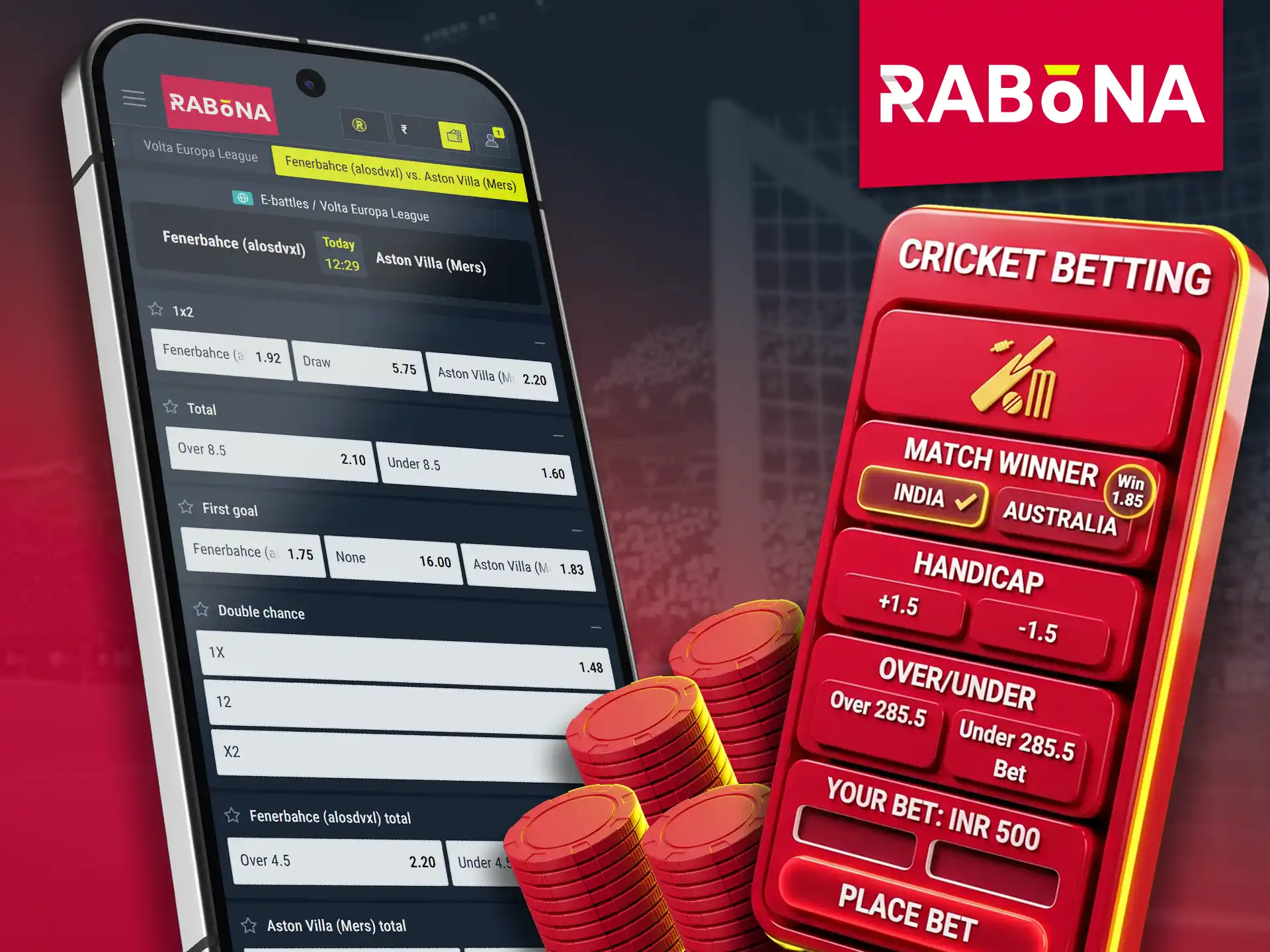 Various sports betting options provided by the Rabona app.