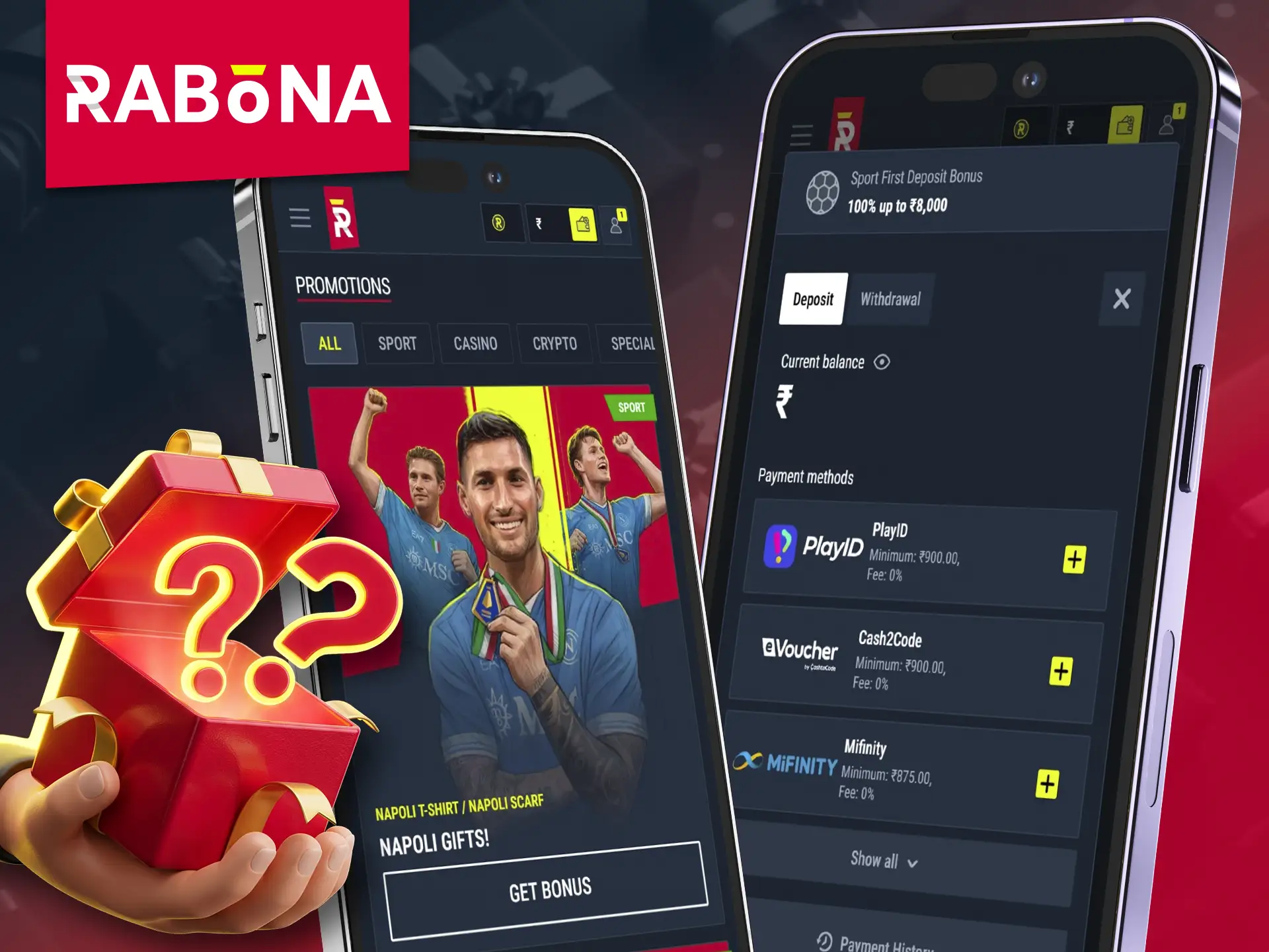 Steps to claim your bonus via the Rabona app.