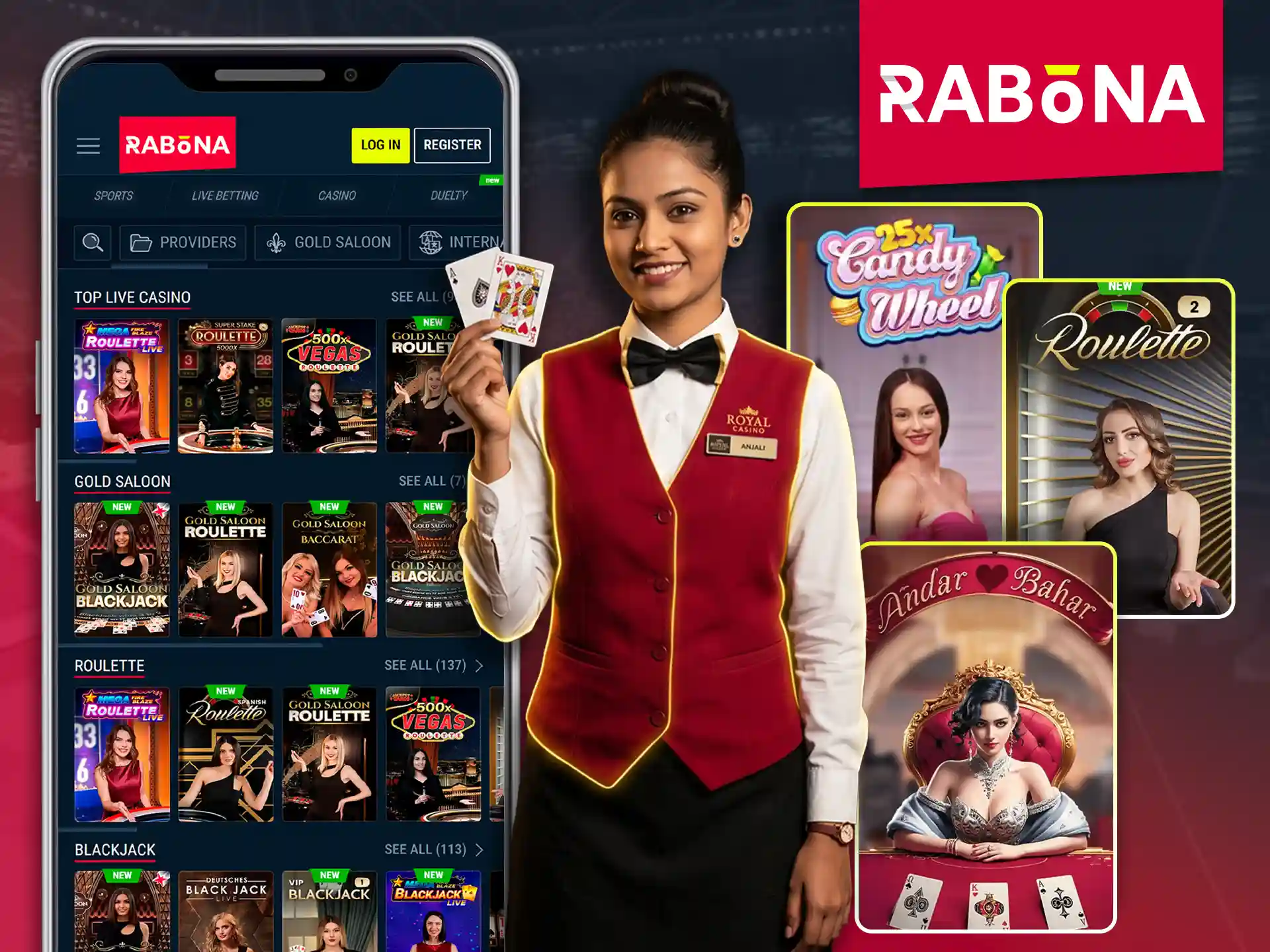 Play exciting live casino games on the Rabona app.