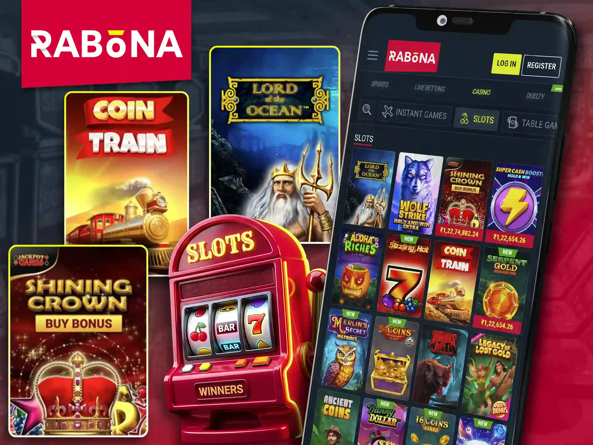 Spin popular casino slots on the Rabona mobile application.
