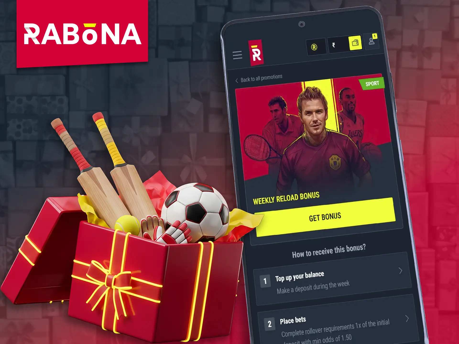 Claim your weekly reload bonus on the Rabona app.