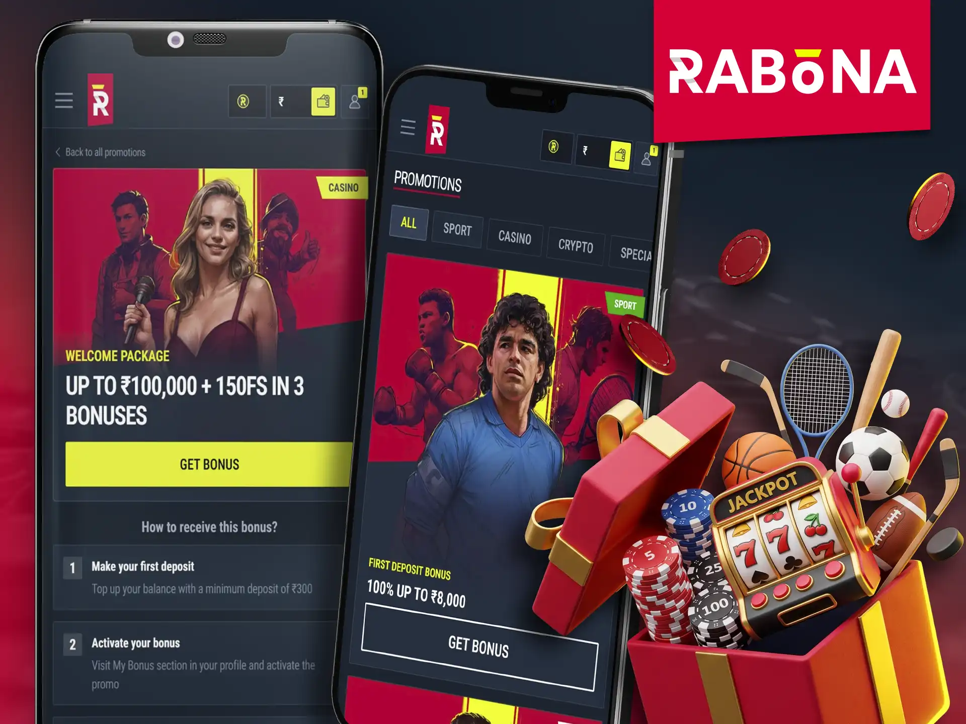 Exciting welcome bonuses available on the Rabona mobile app.
