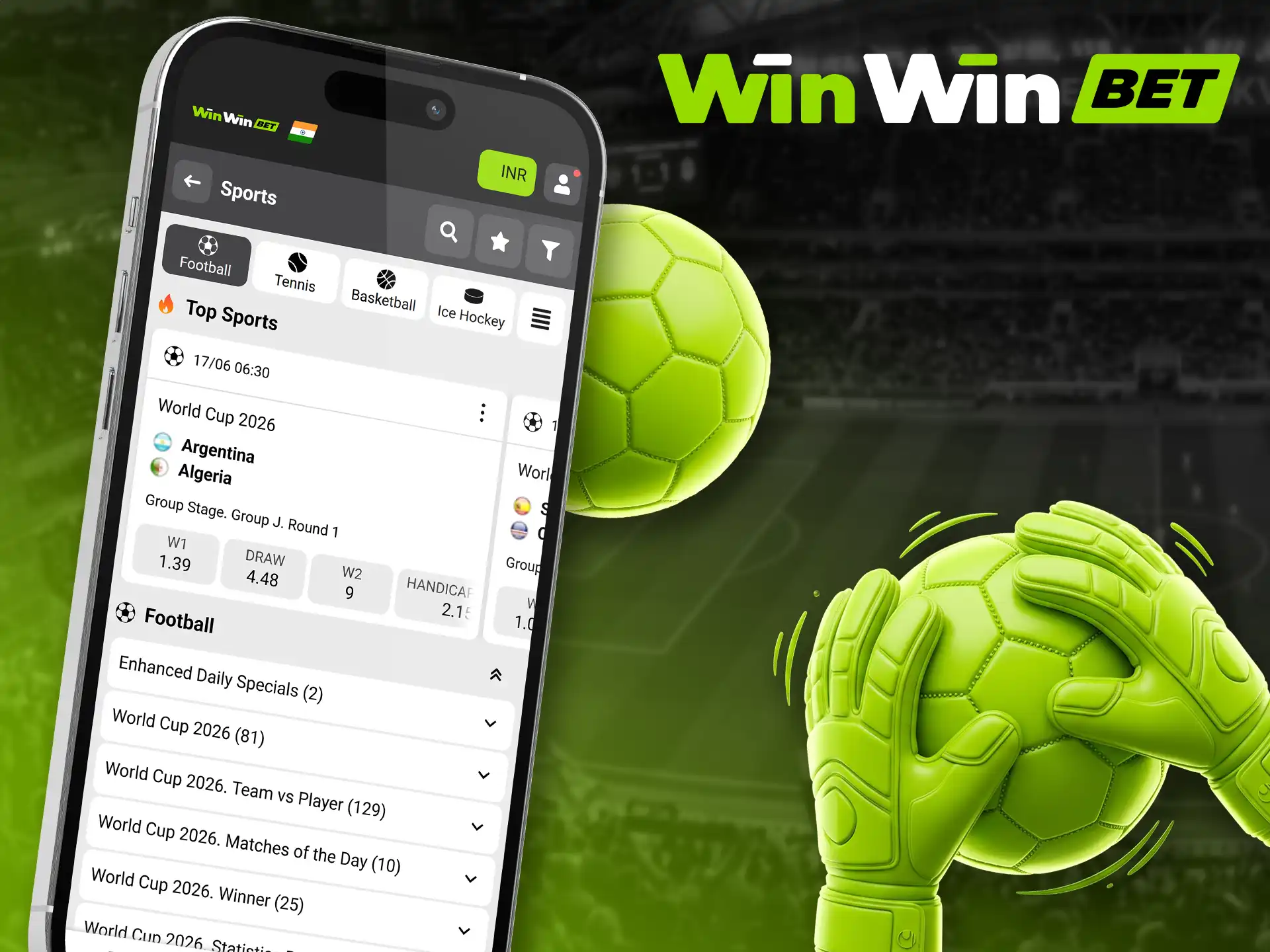 Discover competitive football match odds inside the WinWin platform.