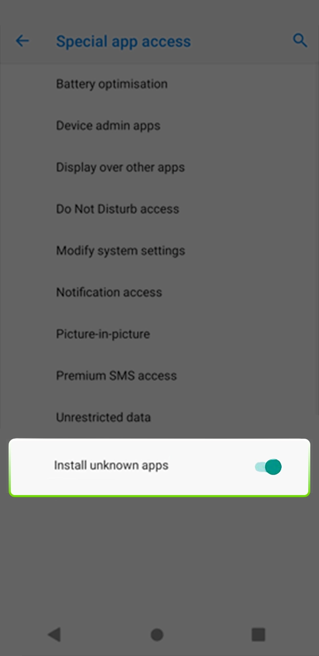 Change security settings to install the WinWin mobile client.