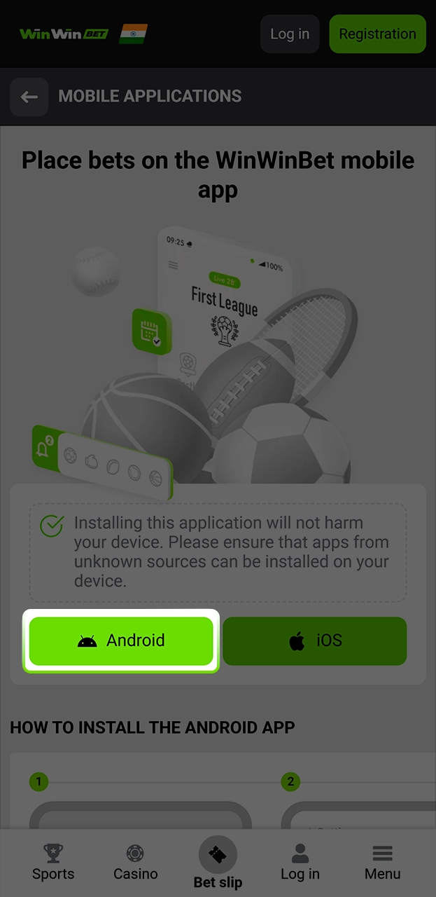 Get the secure setup installation WinWin APK file directly.