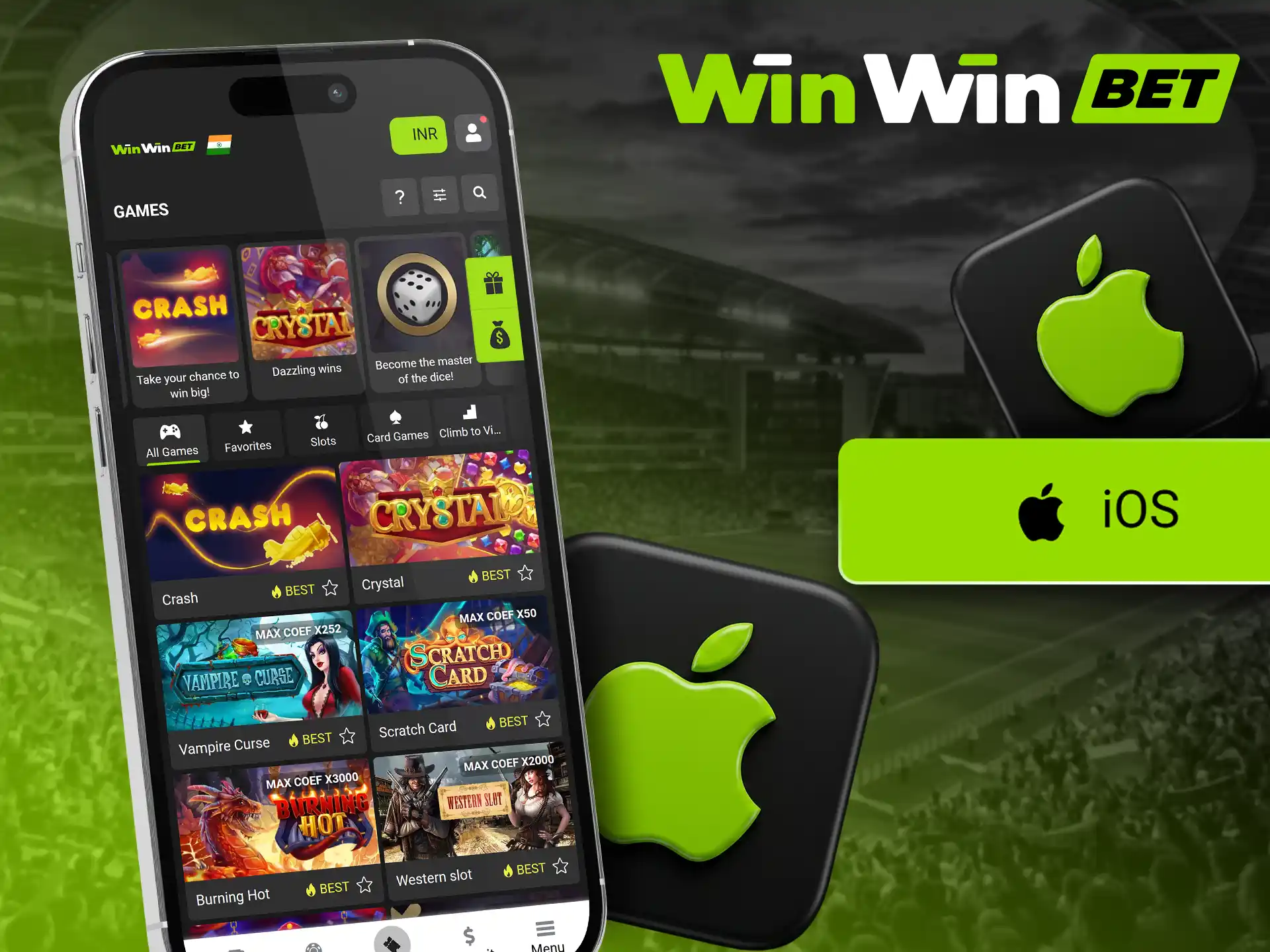 Access premium online sports betting with WinWin on iOS.