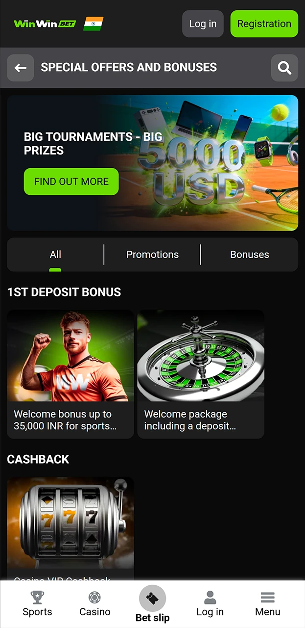 View current promo offers on the WinWin app.