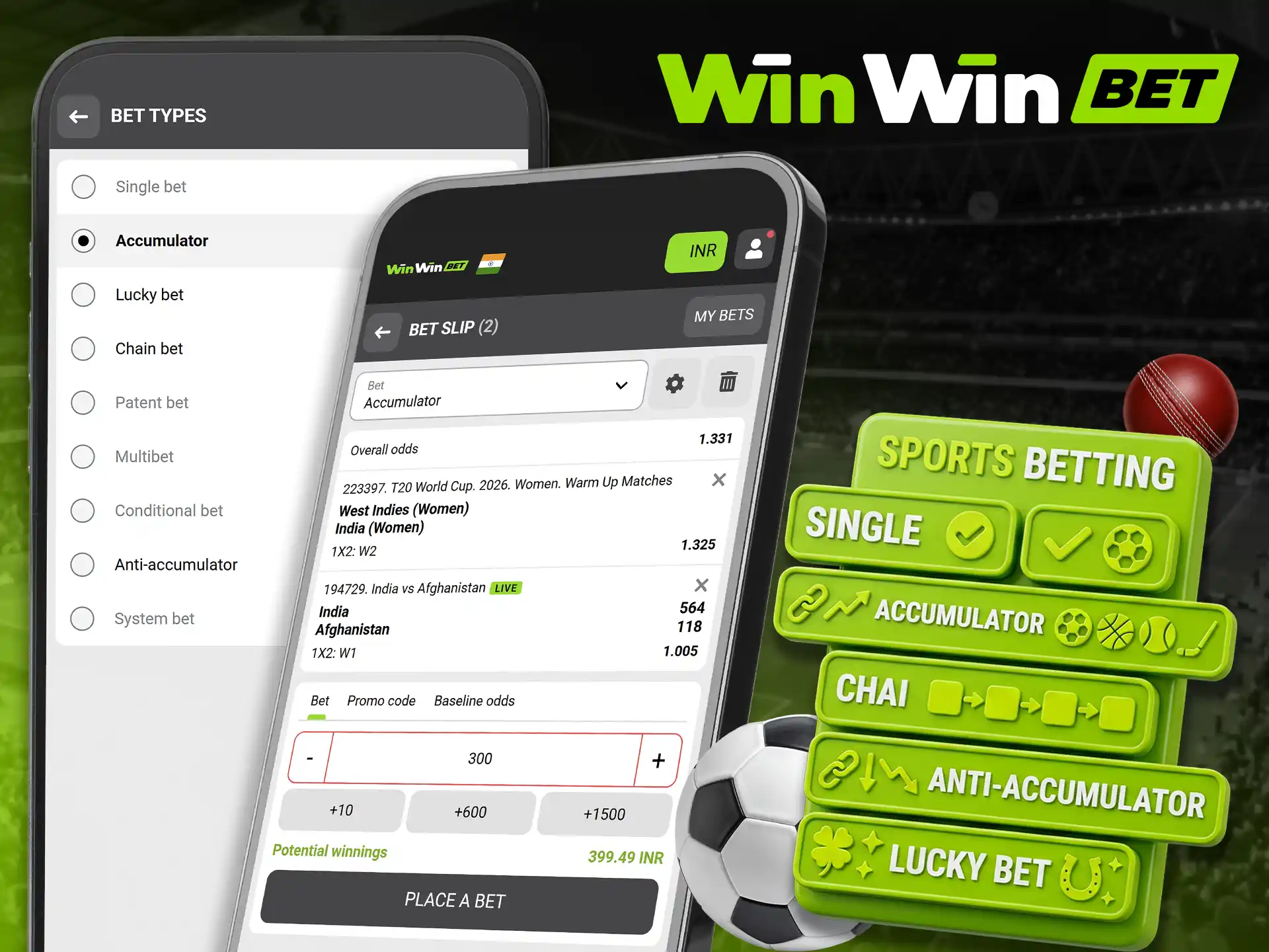 Select specific profitable betting markets in the WinWin application.