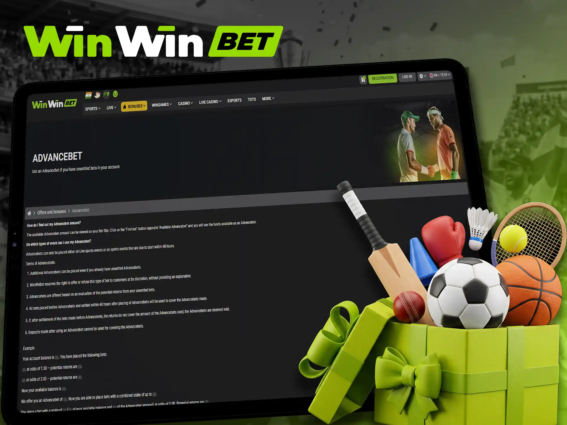 Place bets confidently using the Advancebet feature at WinWin.