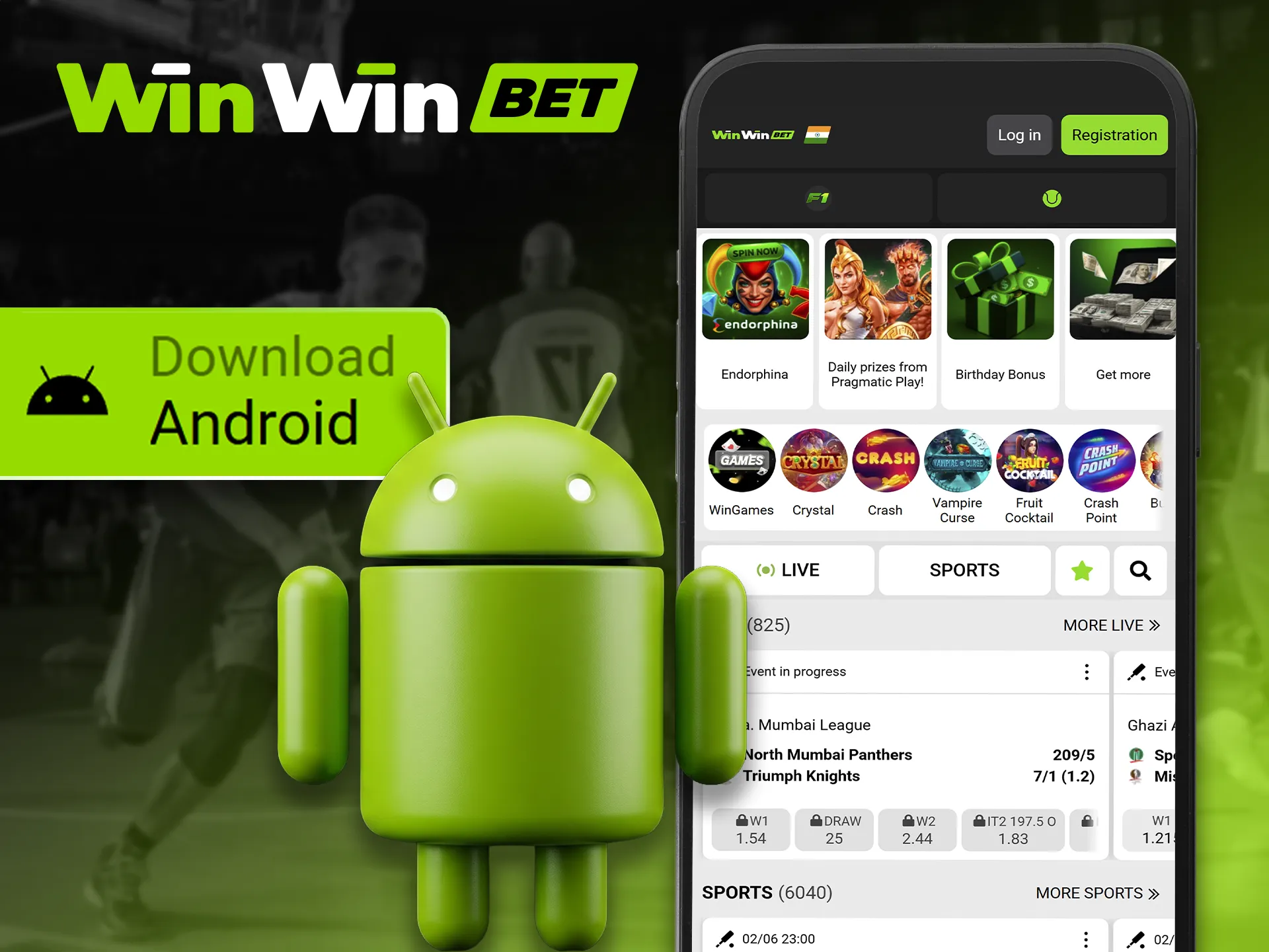 Download and install the WinWin app for Android devices.