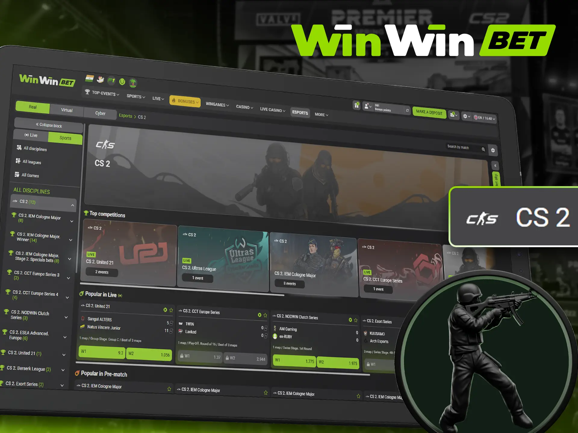 Enjoy fast-paced CS 2 betting action at WinWin.