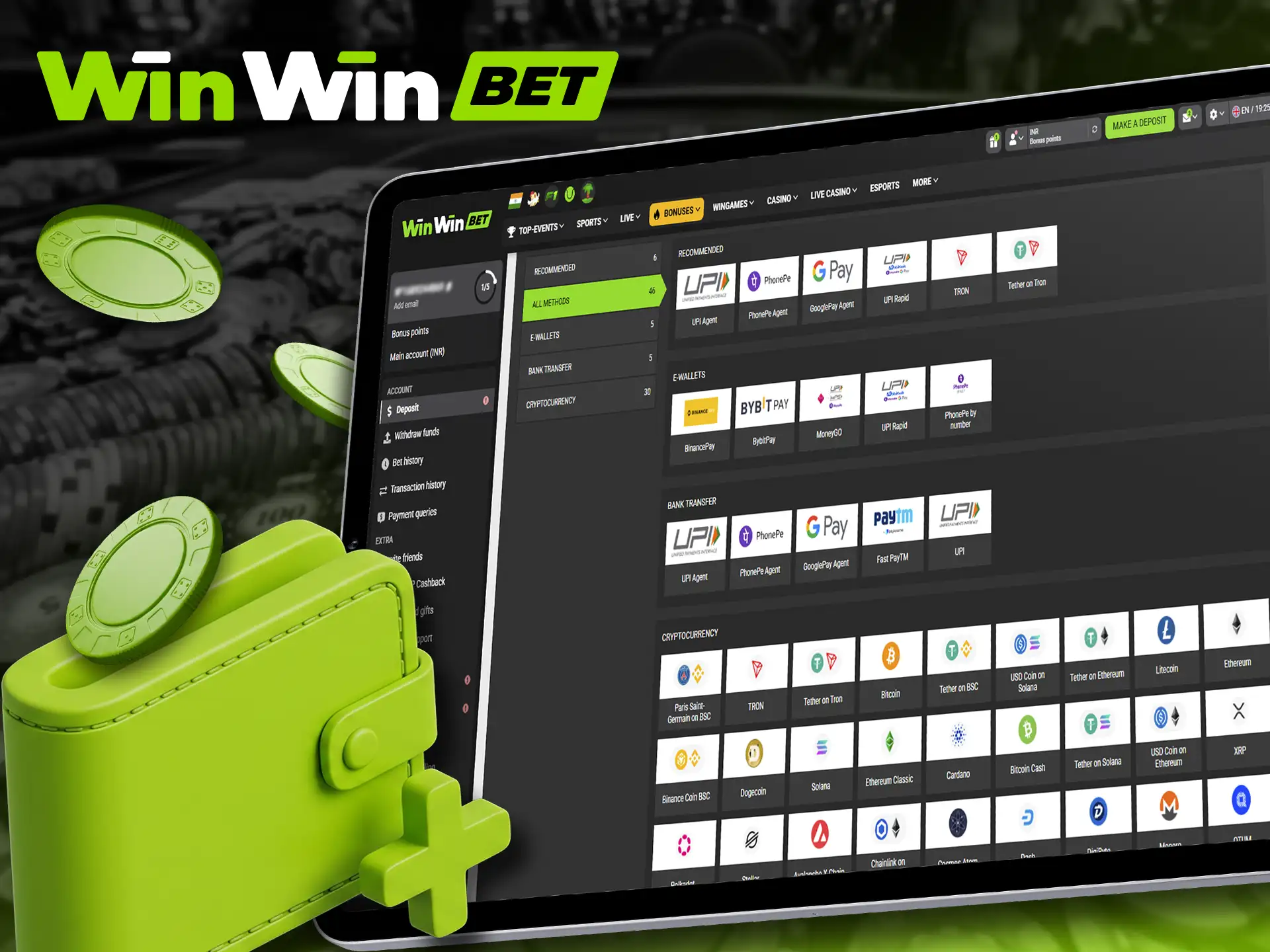 Learn how to make a fast deposit on WinWin.