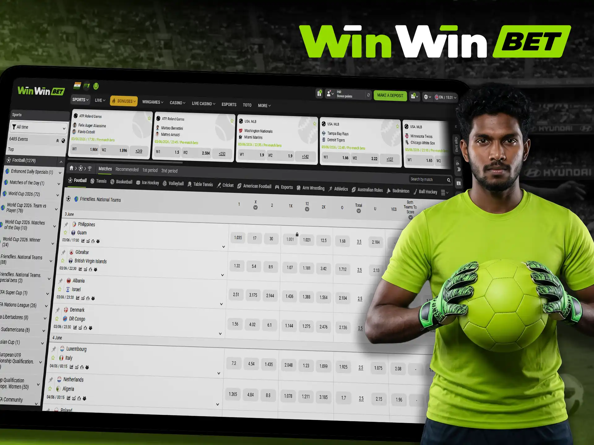 Enjoy the exciting football betting section on WinWin site.