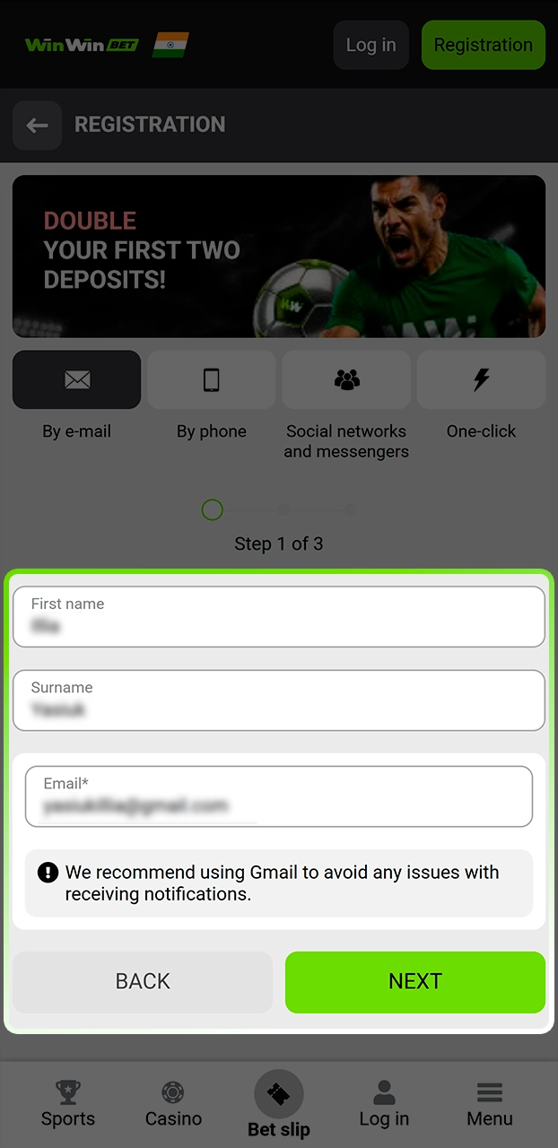 Enter your personal details to create a WinWin account.