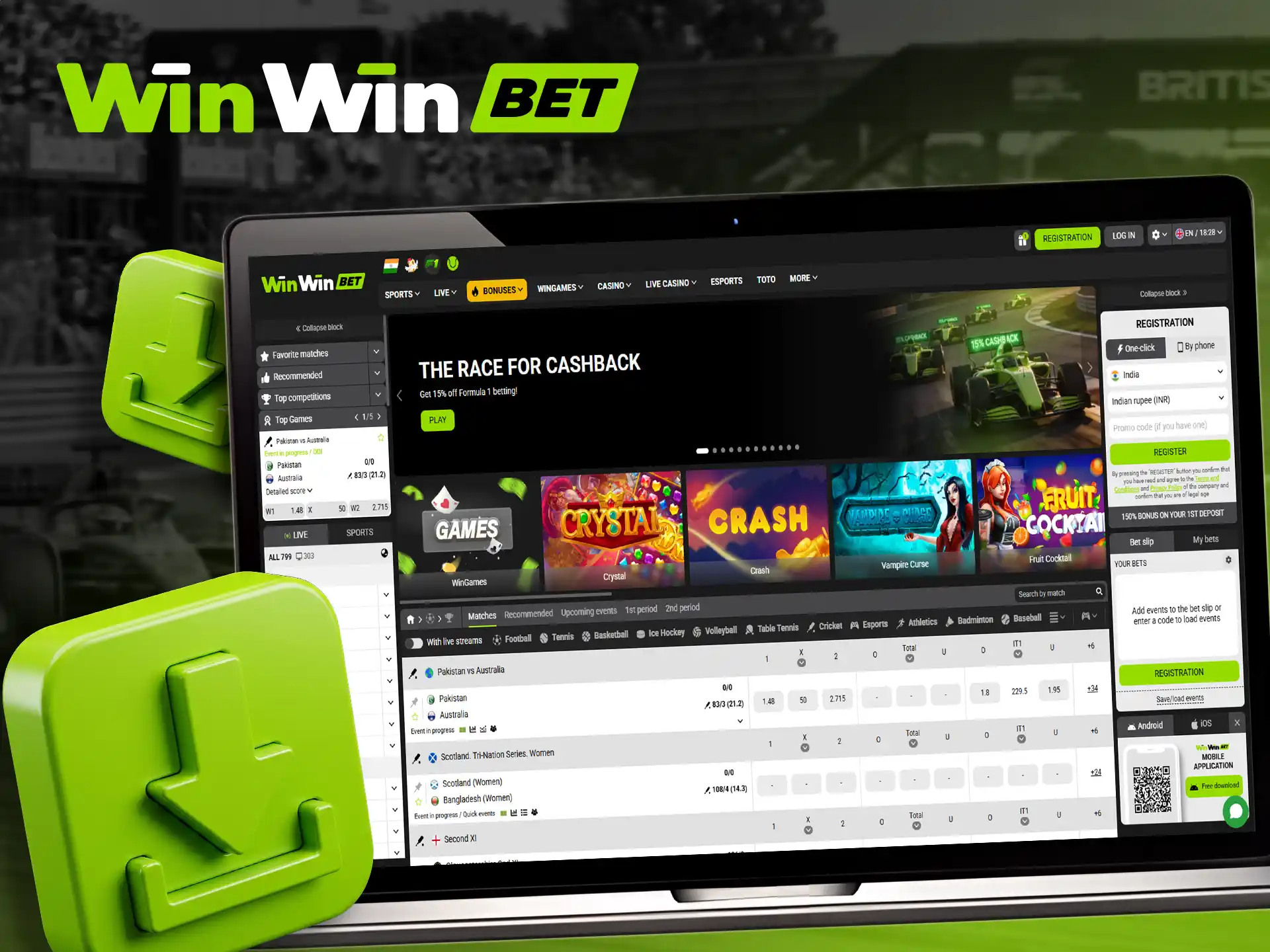 Access the full WinWin betting platform from your PC.