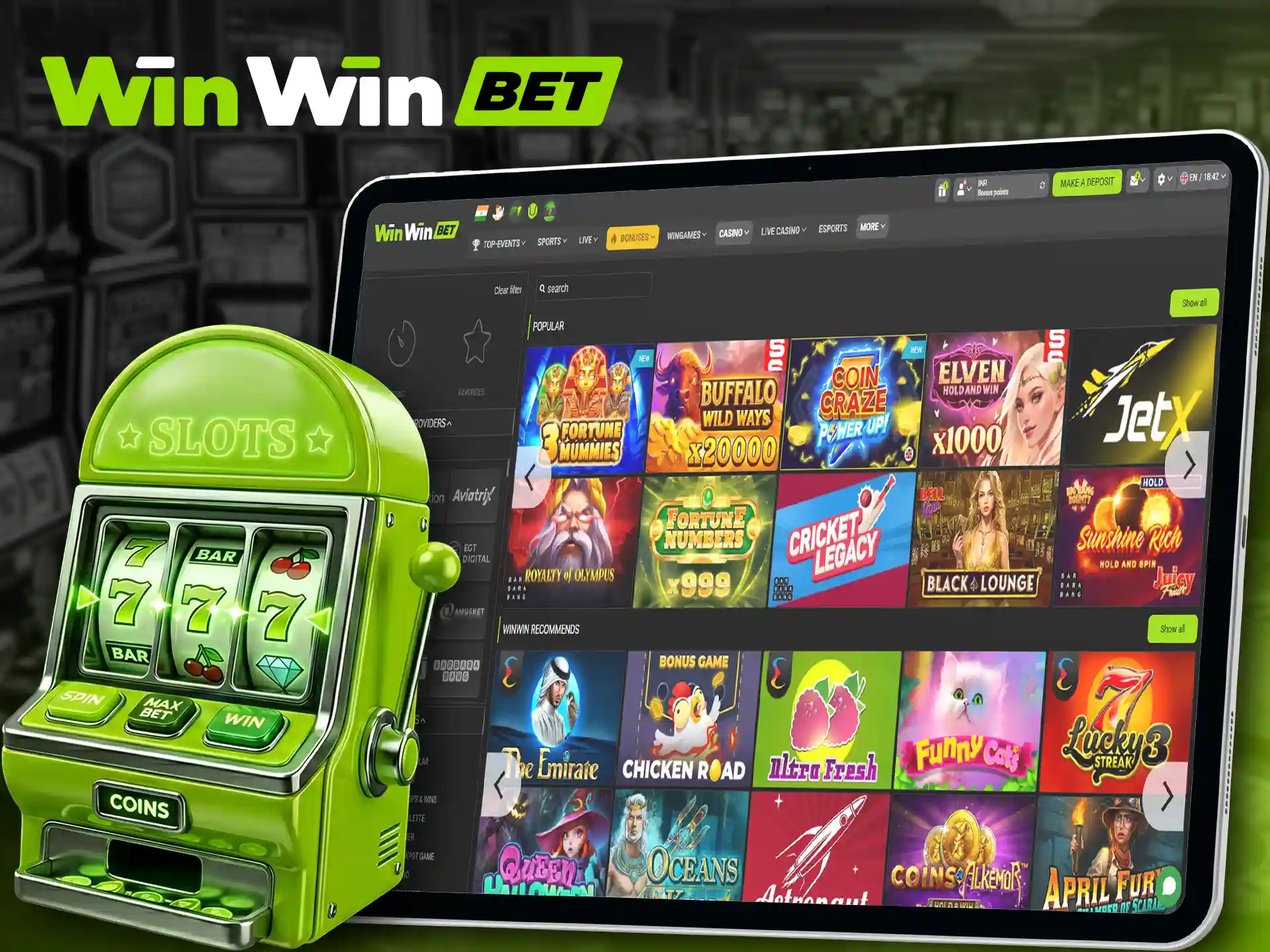 Spin the best and most popular slots at WinWin.