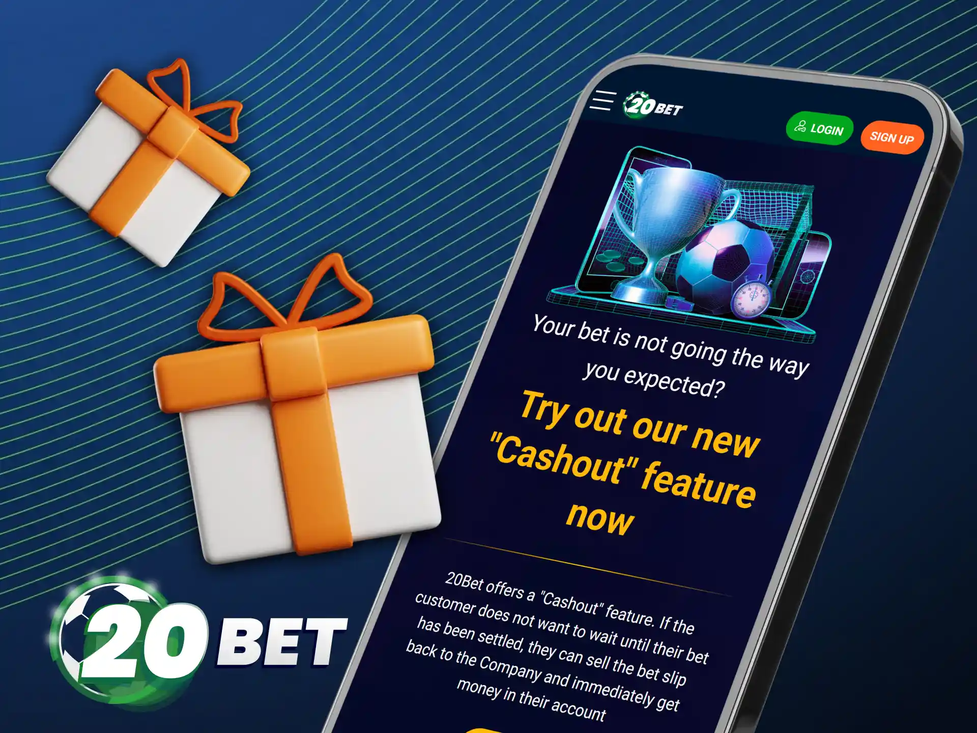 Use the cashout option on 20bet mobile to secure your profits.