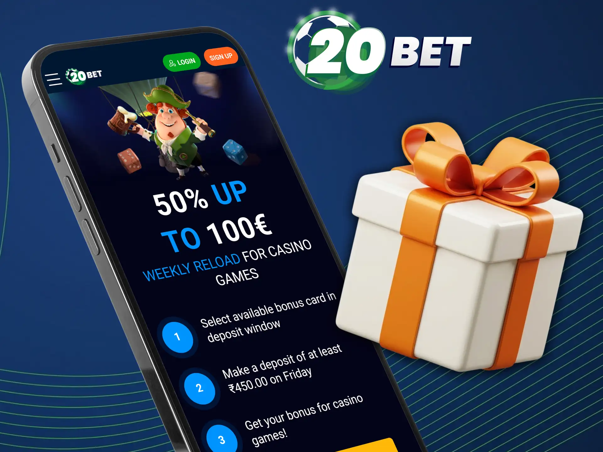 Activate the friday reload promotion via the 20bet mobile platform today.