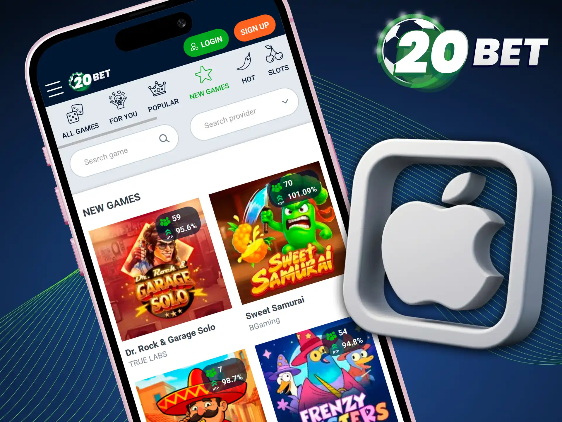 Download the 20bet mobile app to play on your iOS device.