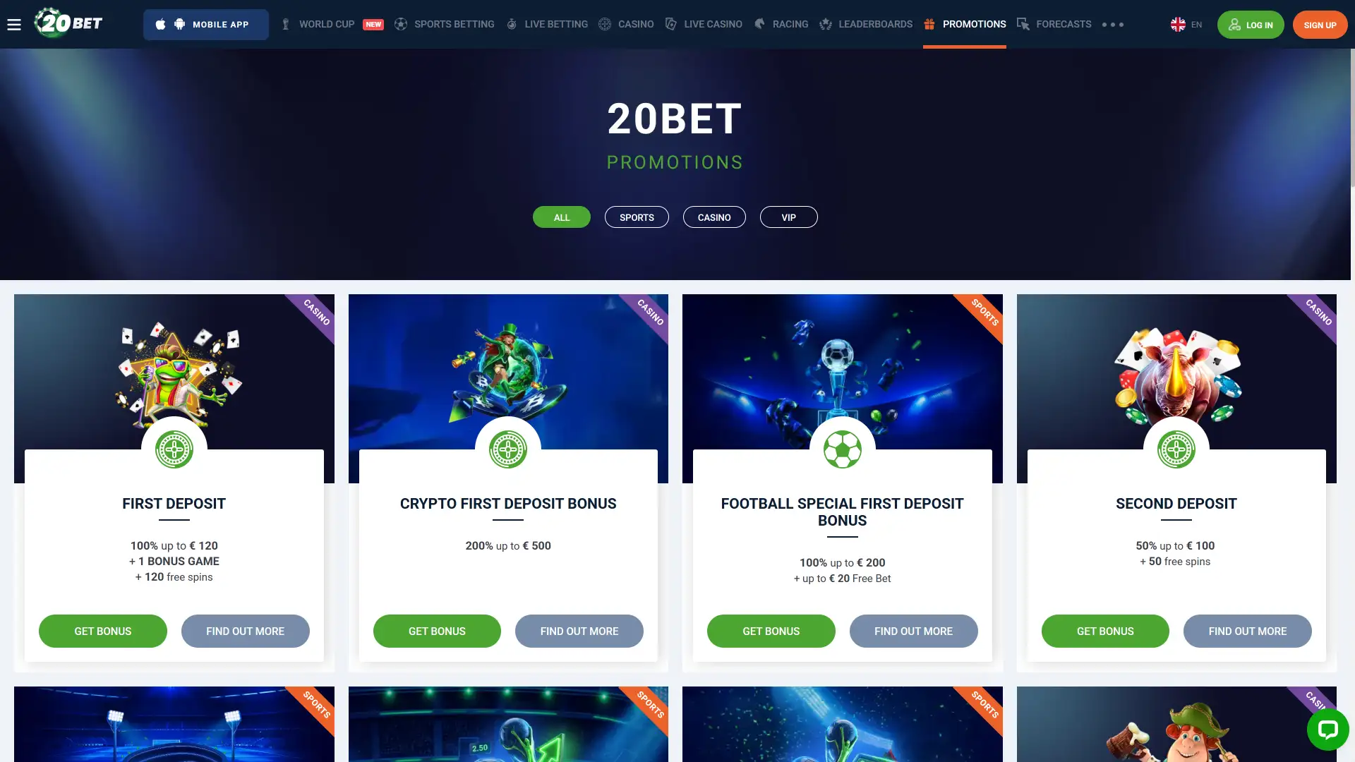 Review the active promotional offers and bonuses on the 20bet review site.
